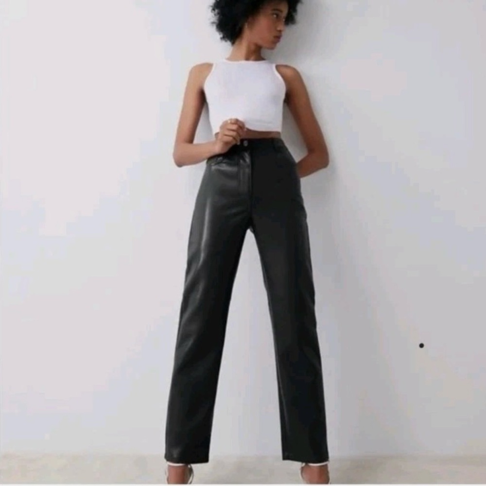 aritzia melina black leather pants